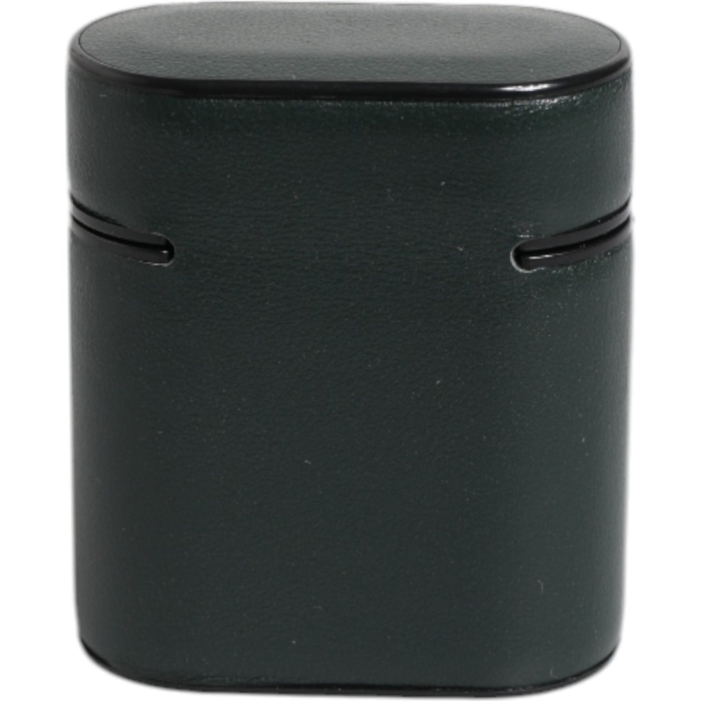 Dolce & Gabbana black calfskin leather Airpods case with logo print, sleek and stylish accessory, measurements 5cm x 5.5cm x 2cm.