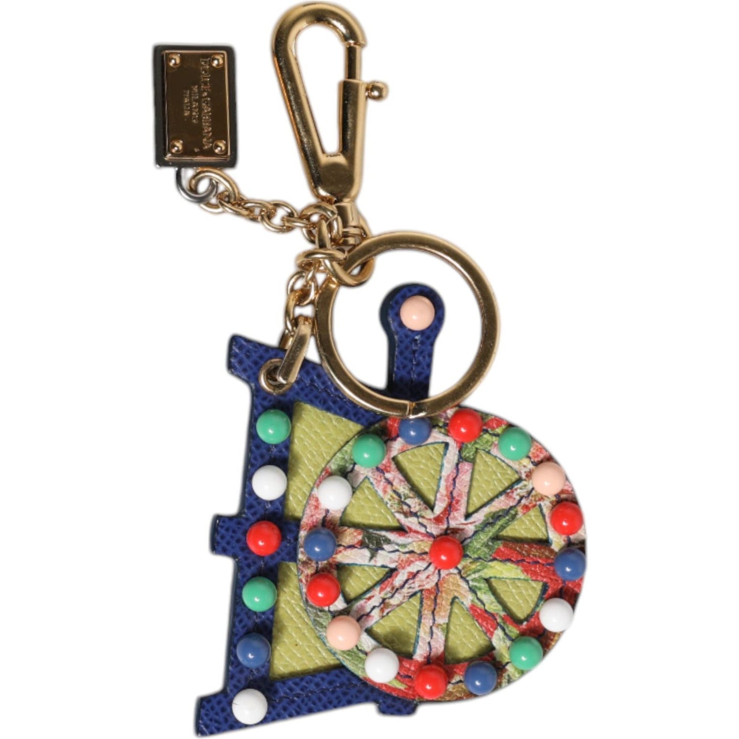 Dolce & Gabbana Multicolor Gold Tone Carretto Keychain Keyring