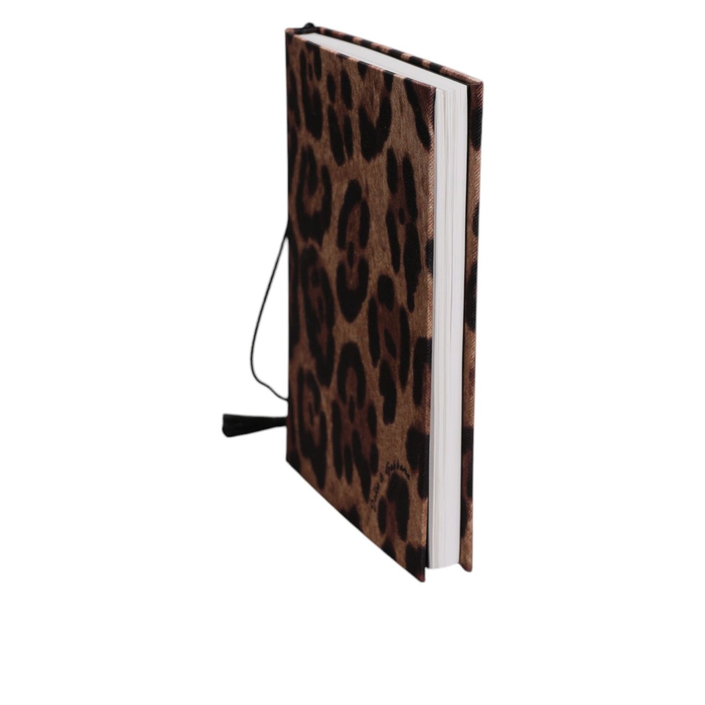 Dolce & Gabbana Brown Black Polyester Leopard Logo Print Small Notebook