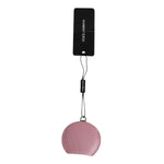 Dolce & Gabbana Pink Calfskin Leather Round Logo Hand Mirror Holder SMY10592