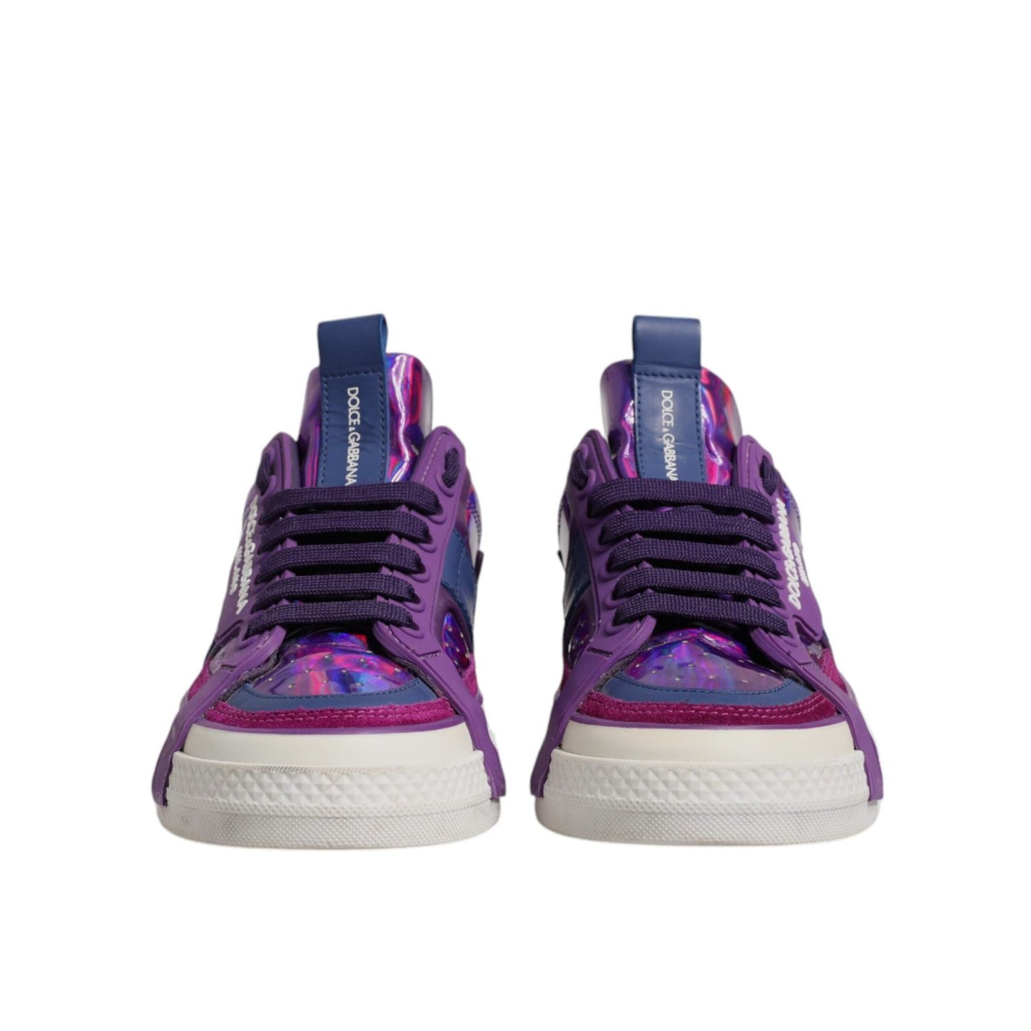 Dolce & Gabbana Purple Leather DG Logo Low Top Sneakers Shoes LA12539-36.5