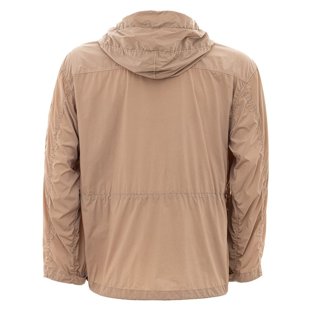 Back view of C.P. Company Beige Polyamide Jacket, featuring urban style and durable design.