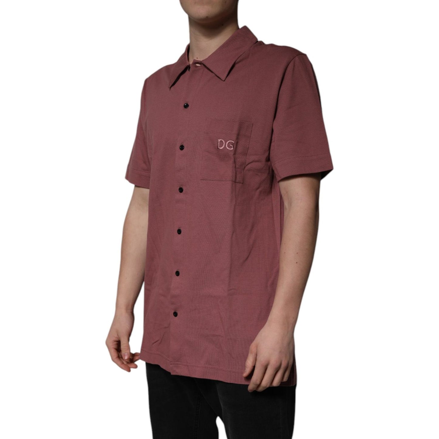 Dolce & Gabbana Dark Pink Button Down Casual Polo Men Shirt TSH84564-44