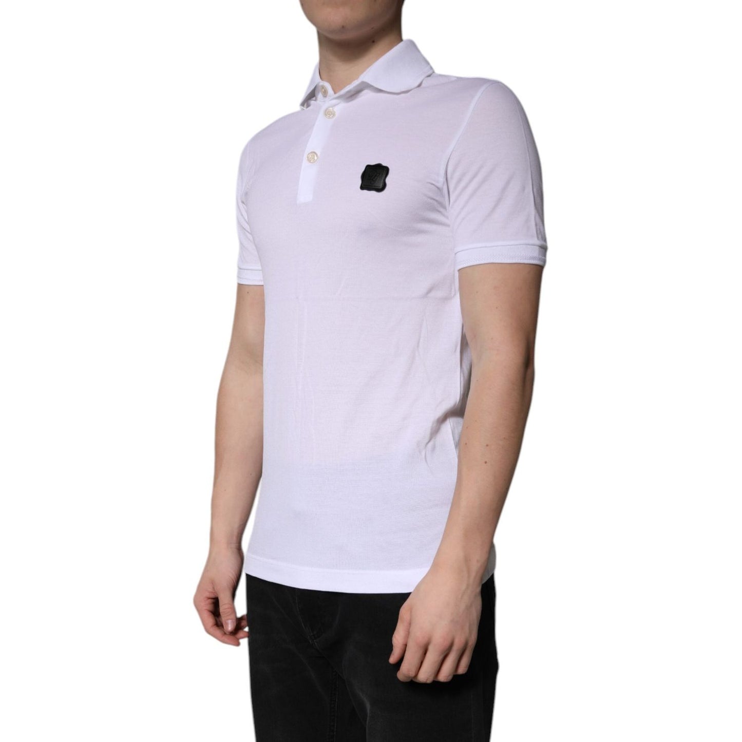 Dolce & Gabbana White Cotton Logo Collared Polo T-shirt TSH86326-44