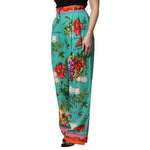 Dolce & Gabbana Green Silk Printed Straight Pants PAN76261-36