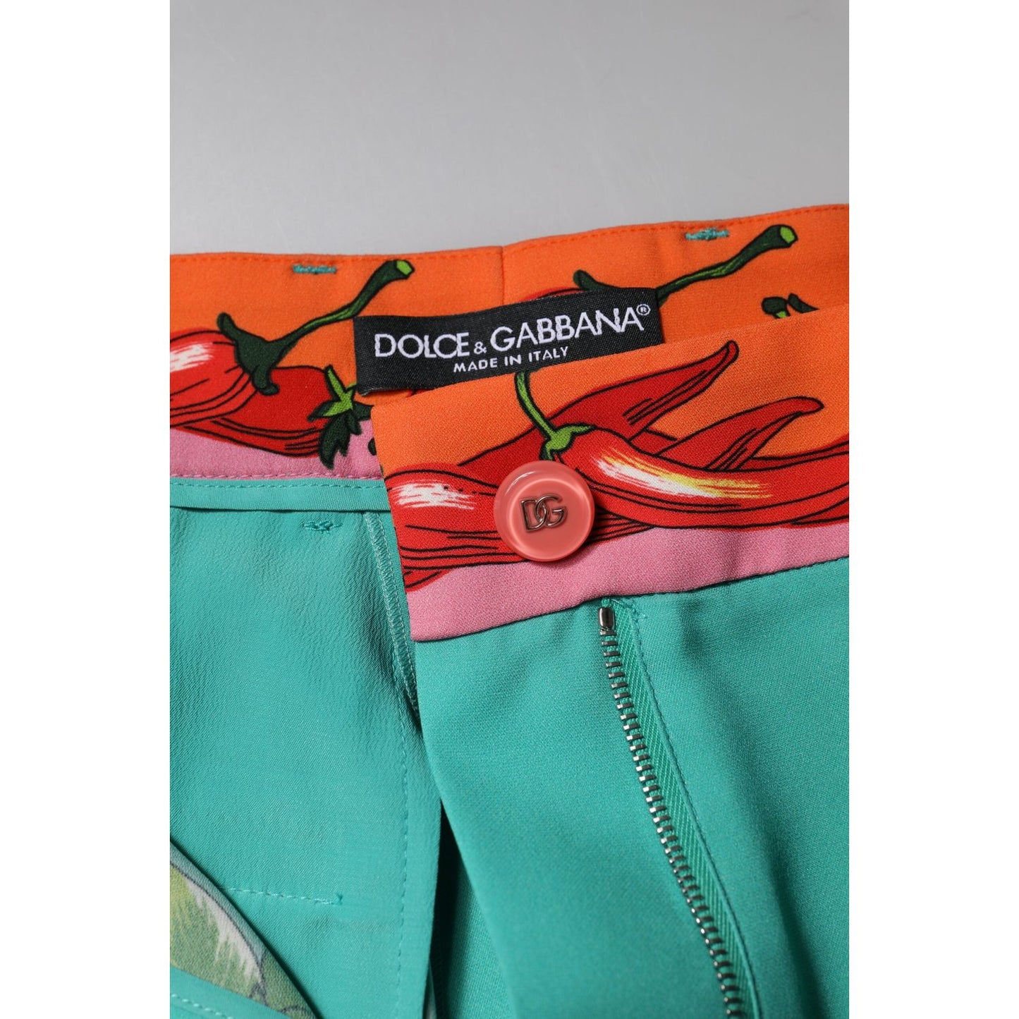 Dolce & Gabbana Green Silk Printed Straight Pants PAN76261-36
