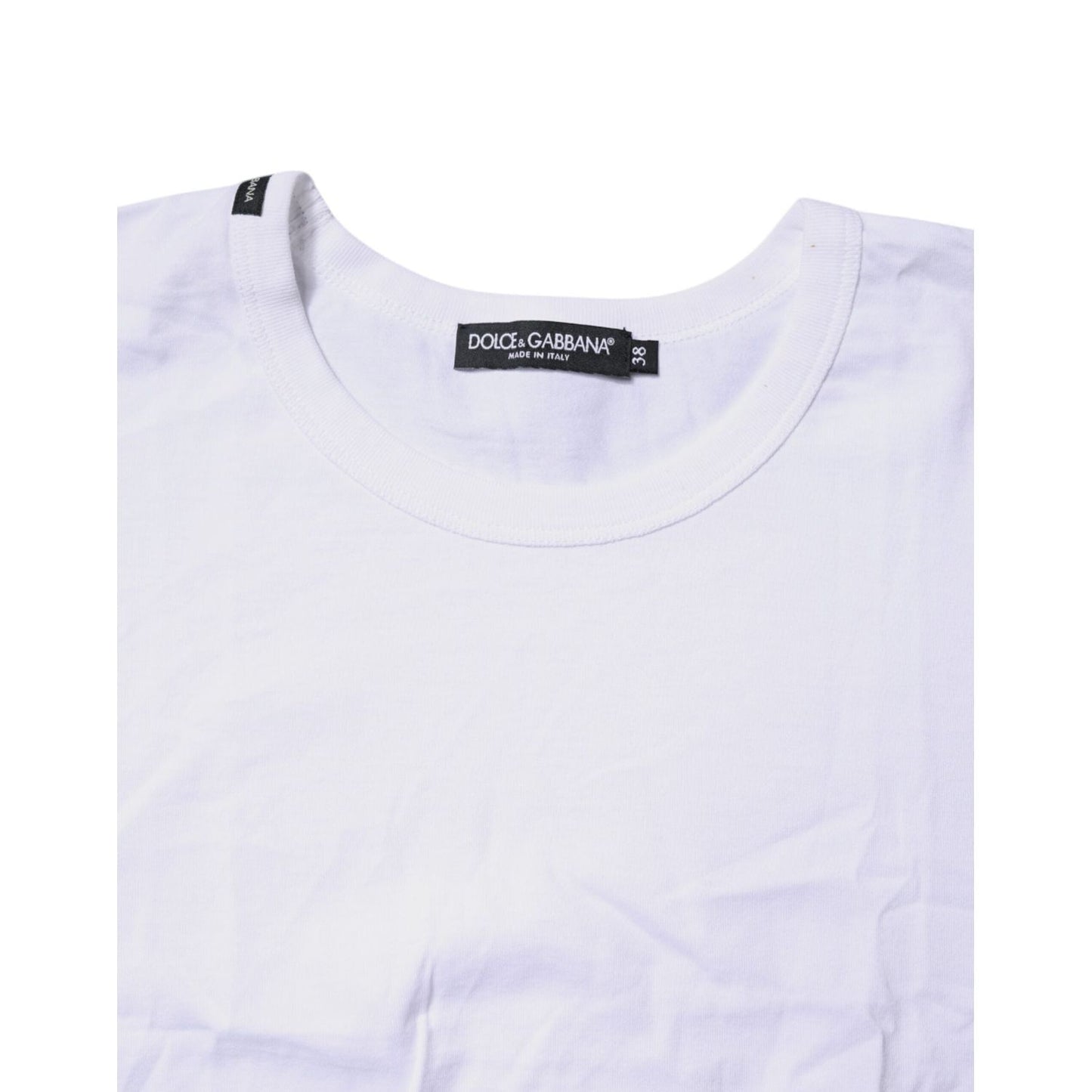 Dolce & Gabbana White Cotton Crew Neck Cropped Top T-shirt TSH87187-38