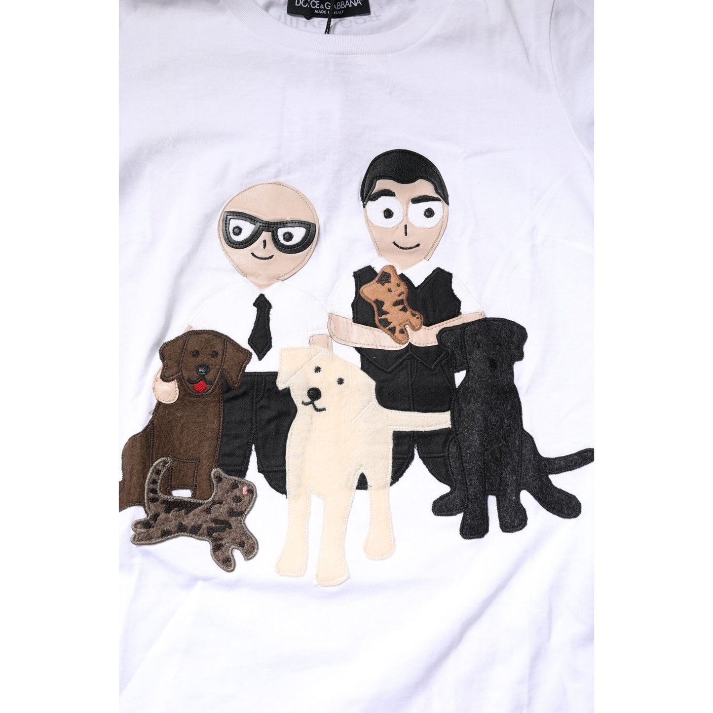 Dolce & Gabbana White Cotton #DGFAMILY Embroidery T-shirt