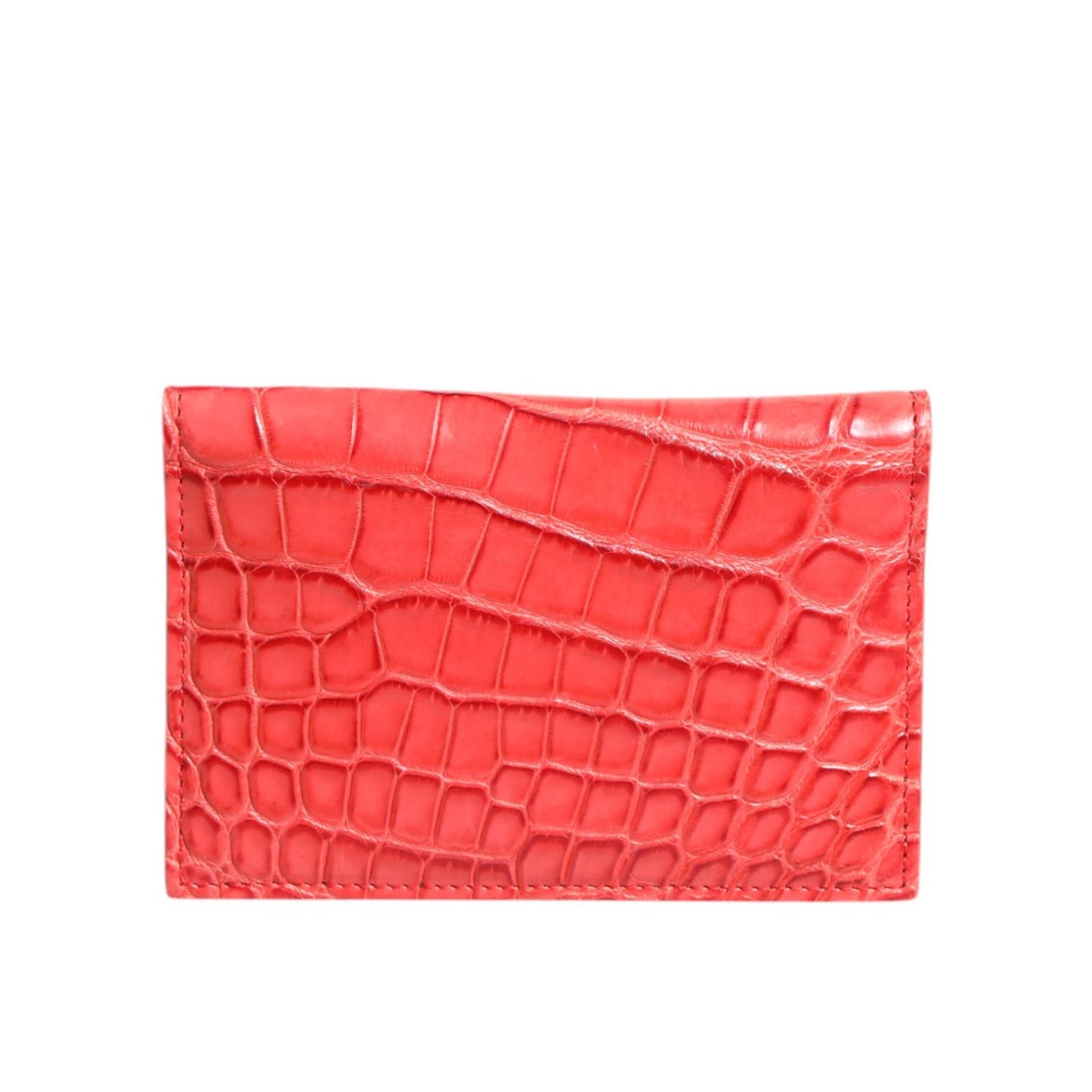Dolce & Gabbana Red Exotic Leather Logo Plaque Card Holder Wallet BAG4578
