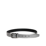 Dolce & Gabbana Silver Leather Classic Metal Logo Buckle Belt BEL9310-90