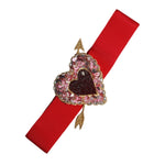 Dolce & Gabbana Red Stretch Wide Waist Heart Embellished Belt WMB396-40