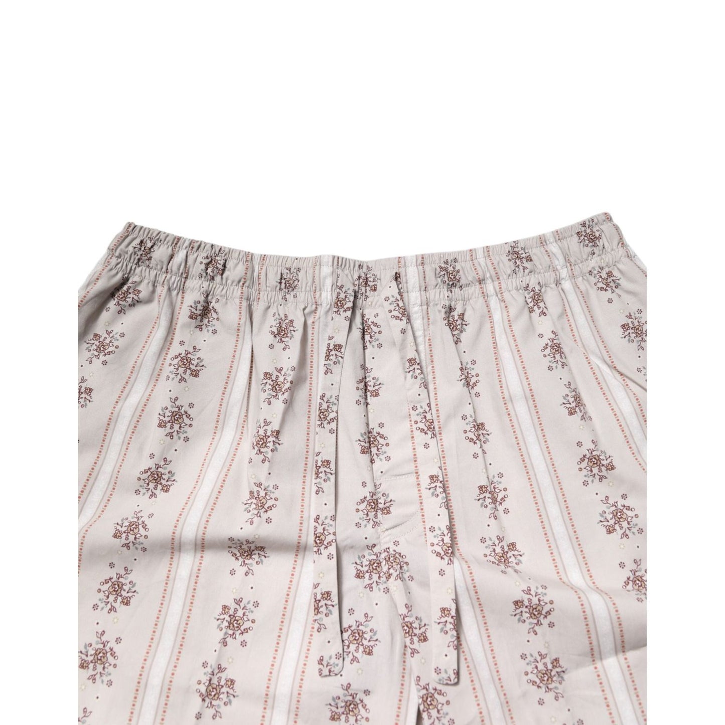 Dolce & Gabbana Beige Floral Print Cotton Men Pajama Set Sleepwear KOS2283-38