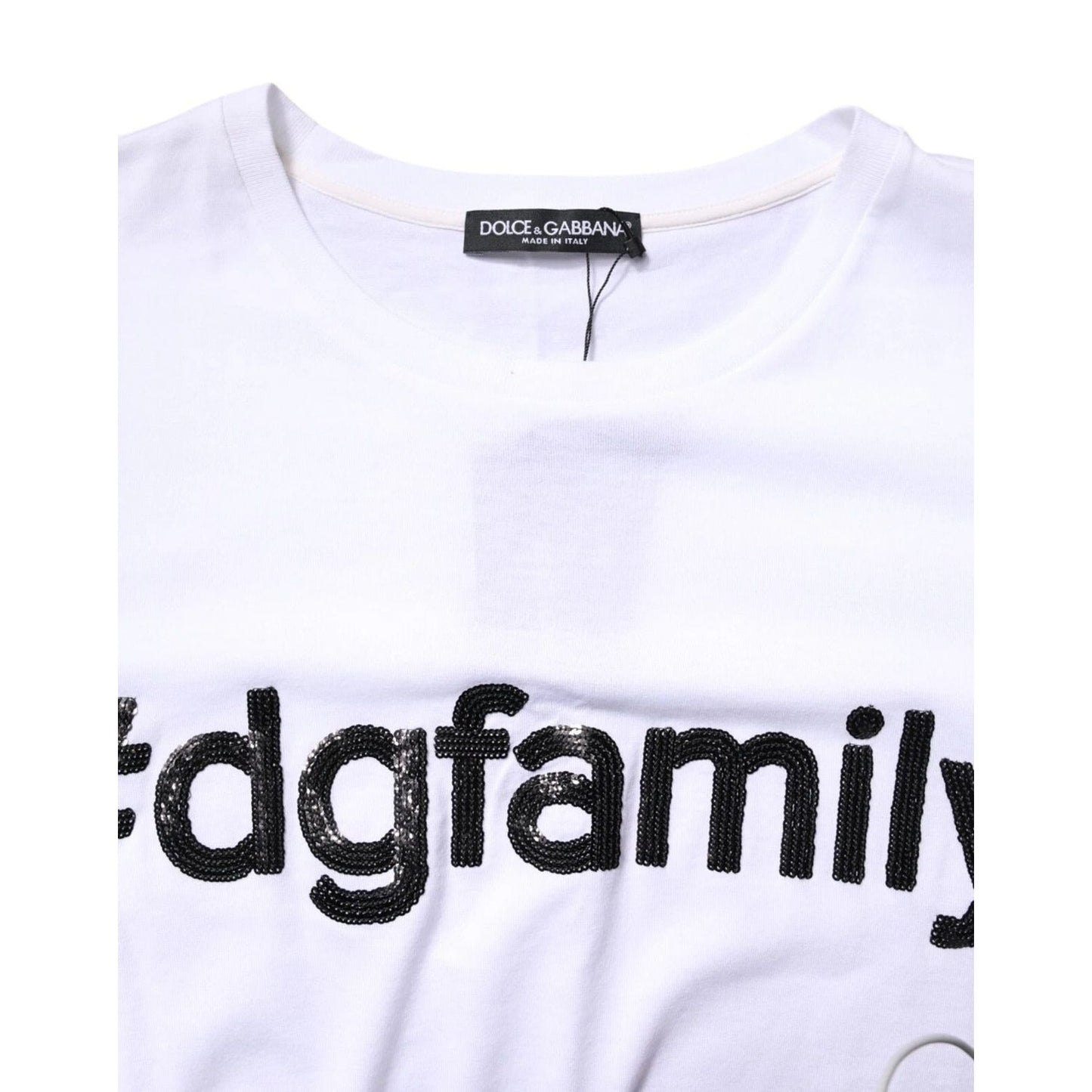 Dolce & Gabbana White #DGFamily Print Cotton Crew Neck T-shirt TSH878593-40