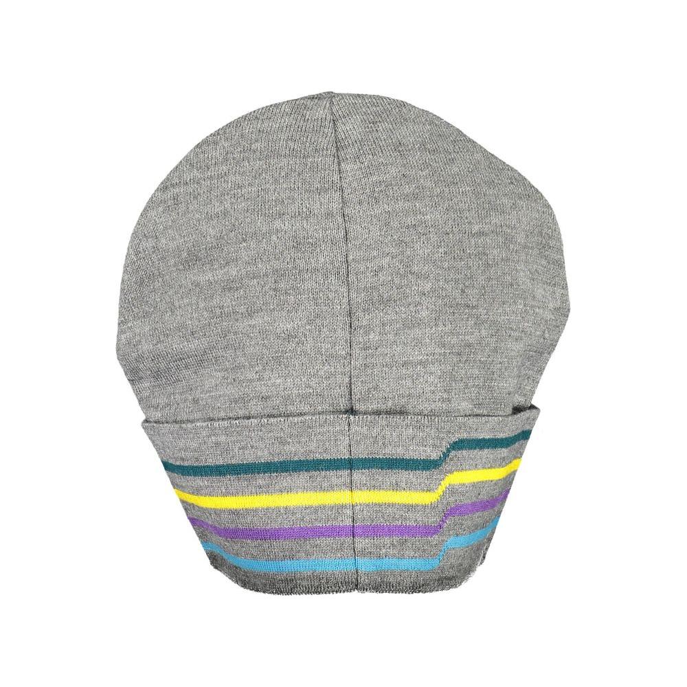 Harmont & Blaine Gray Wool Men's Cap with Colorful Stripe Detail and Embroidery Logo