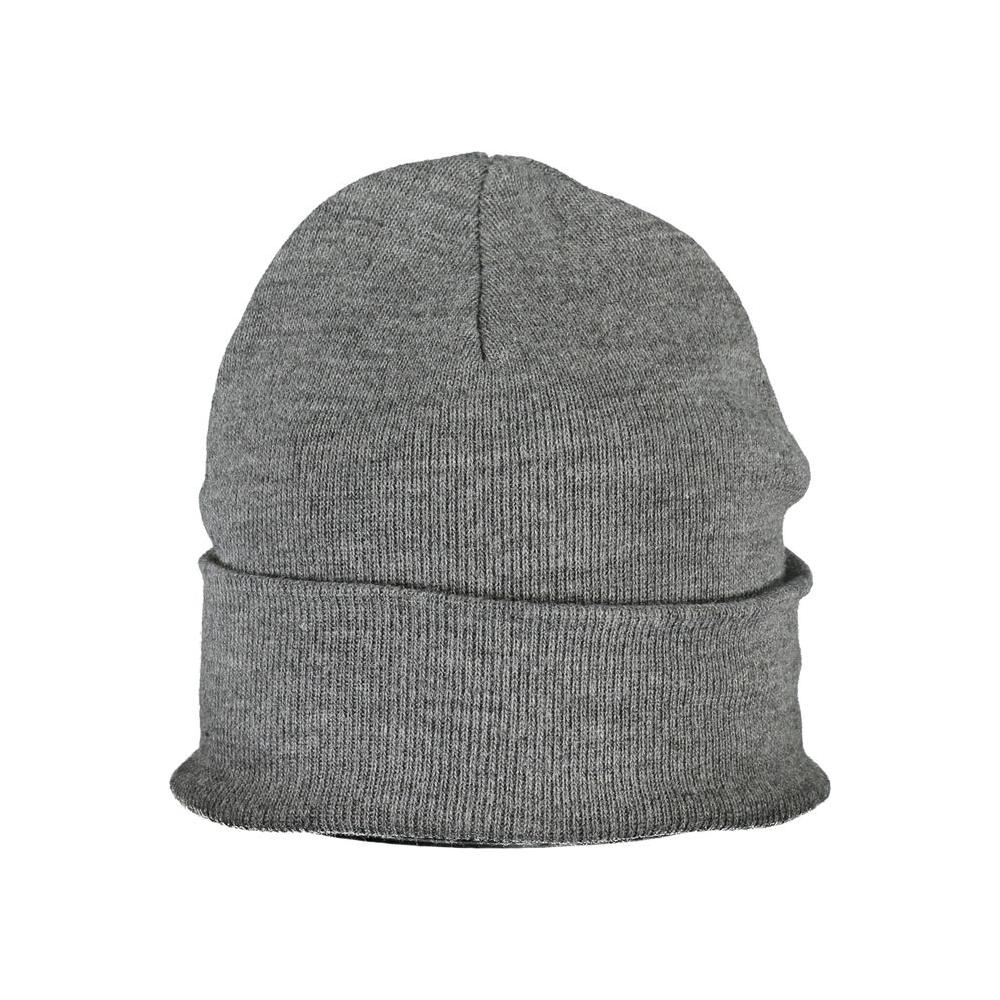 Levi's gray acrylic hat with embroidery and logo, ideal for stylish warmth.