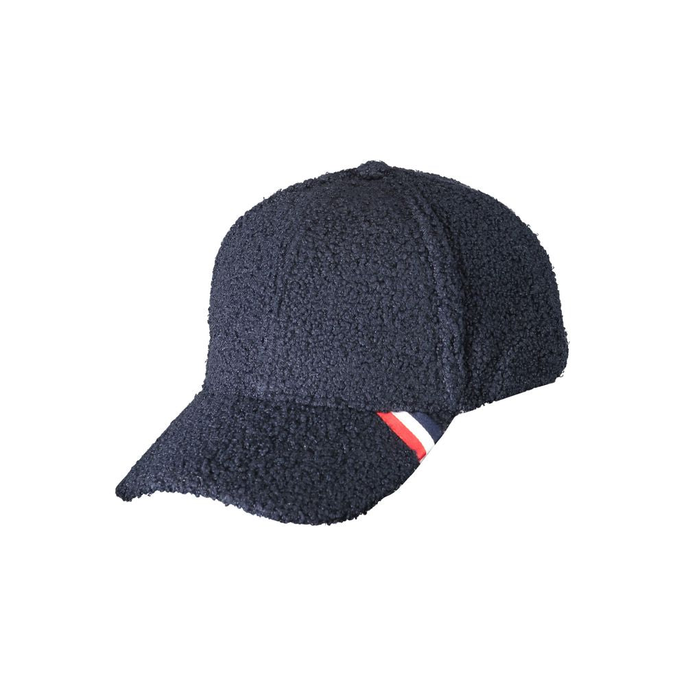 Dark textured men’s cap with a subtle tricolor accent on the brim, providing a stylish and versatile accessory for any outfit.