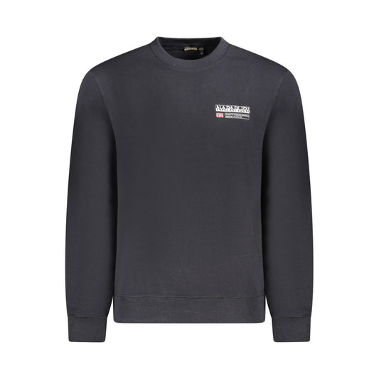 Napapijri Black Cotton Men Sweater, long sleeve regular fit with Napapijri logo on front, classic black design for fashion-forward style