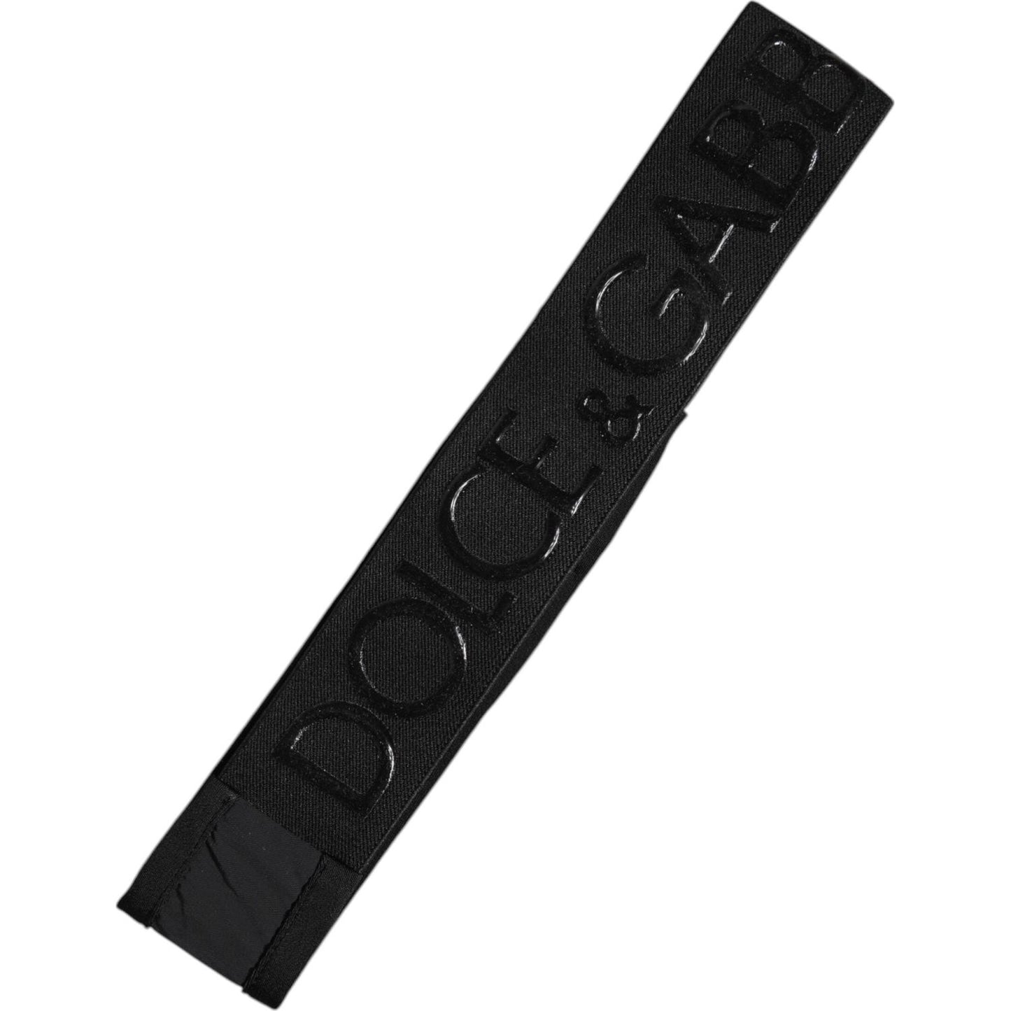 Dolce & Gabbana men's black nylon knitted headband with DG logo, 4cm, made in Italy. Fashion accessory with elastane for comfort.