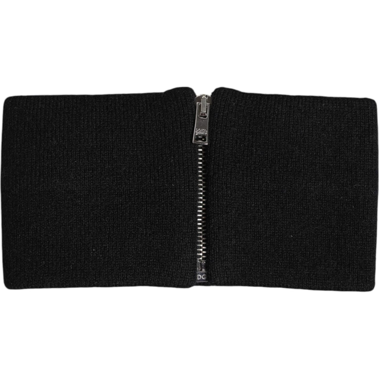 Dolce & Gabbana black and white knitted headband with zipper closure, 100% cashmere, men's fashion accessory, made in Italy
