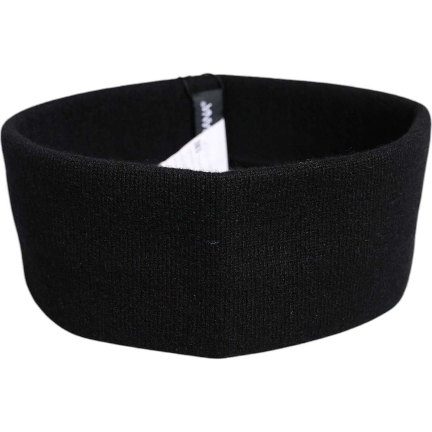 Dolce & Gabbana black cashmere women's headband, Italian-made with logo details, luxurious knitted design.