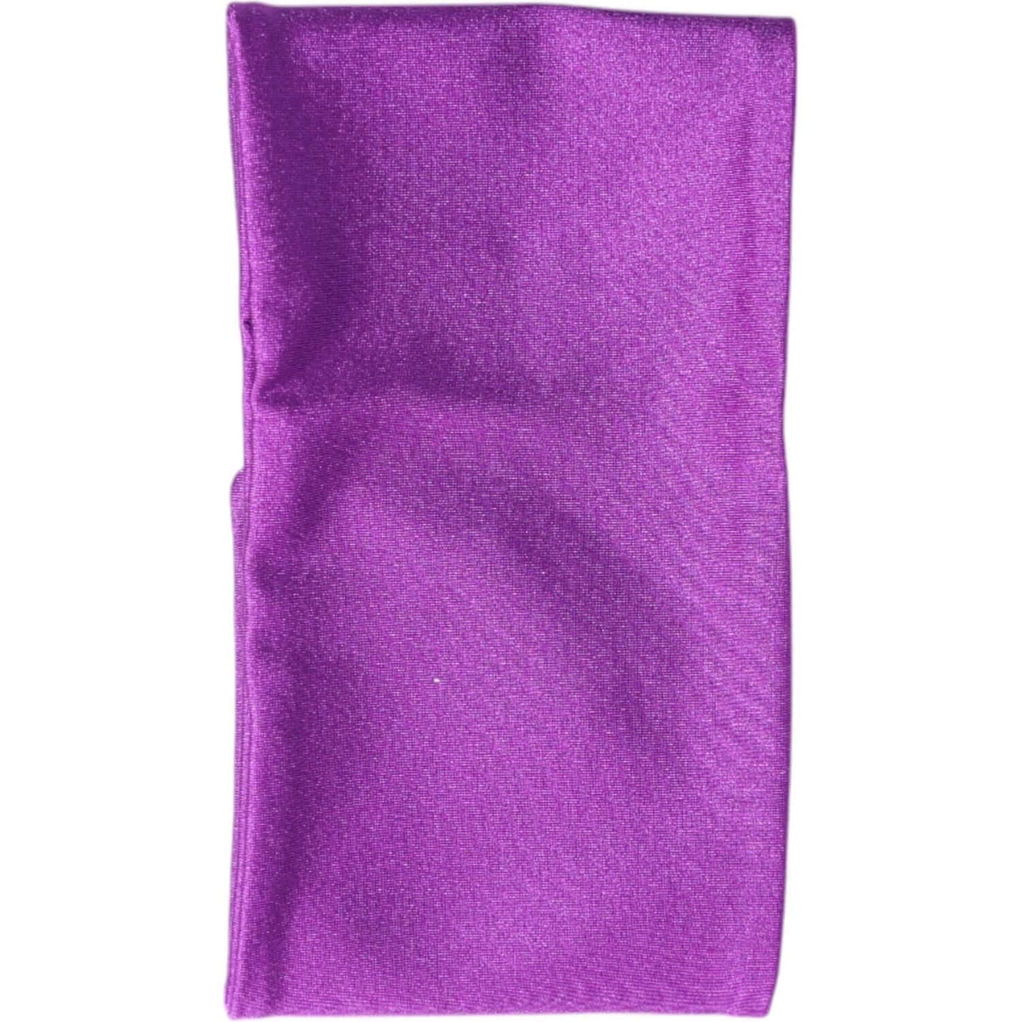 Dolce & Gabbana purple nylon stretch women’s neck warmer scarf with logo details, made in Italy, stylish and elegant fashion accessory.