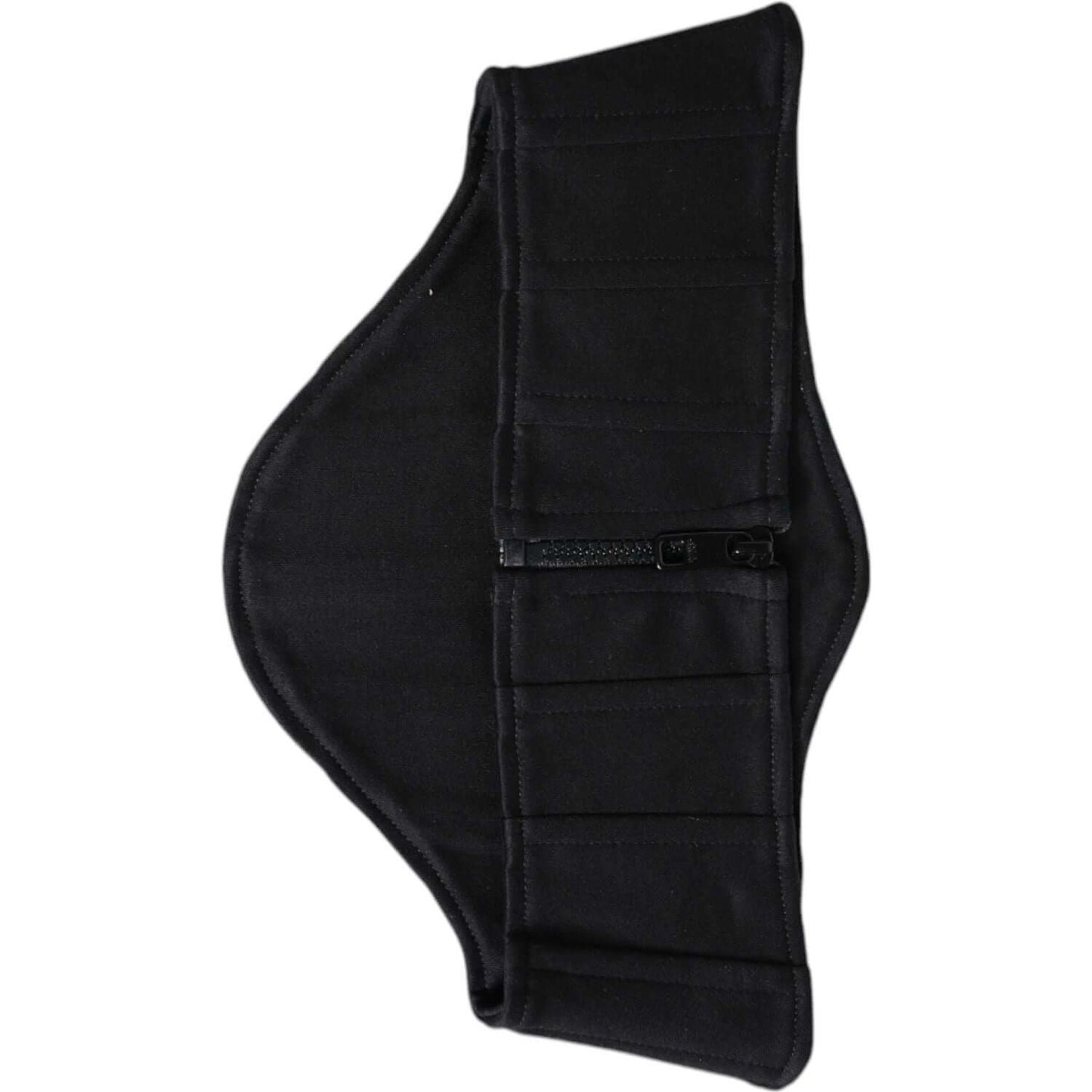 Dolce & Gabbana black cotton waist tuxedo belt cummerbund, women's accessory with zipper closure and logo details.