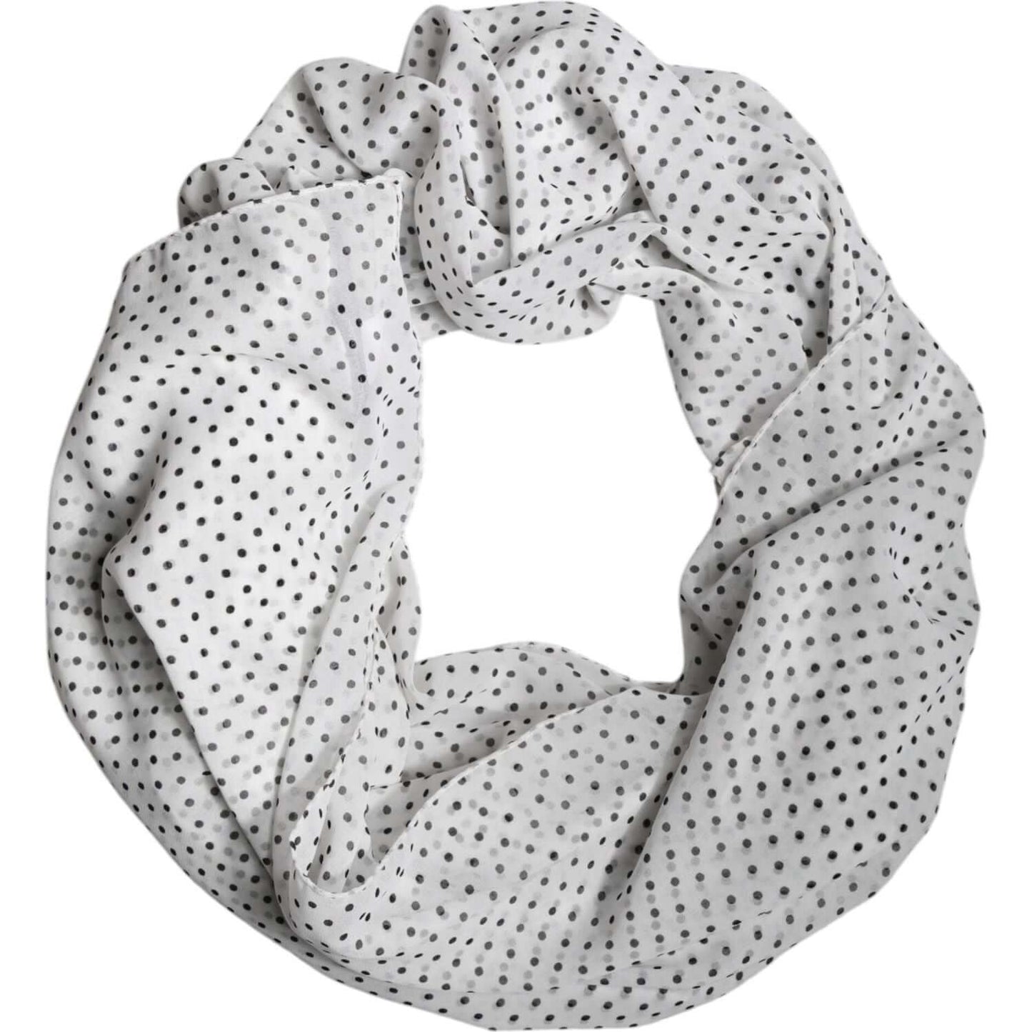 Dolce & Gabbana white polka dot polyester wrap shawl scarf, 100% authentic, black polka dots, made in Italy, 120cm x 200cm.
