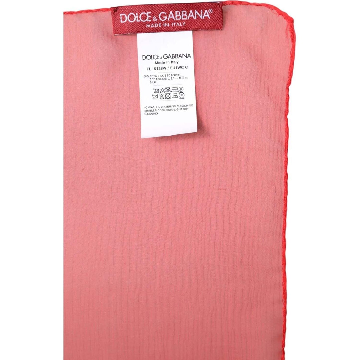 Dolce & Gabbana red silk rectangle wrap shawl scarf with label, made in Italy, 135cm x 200cm.