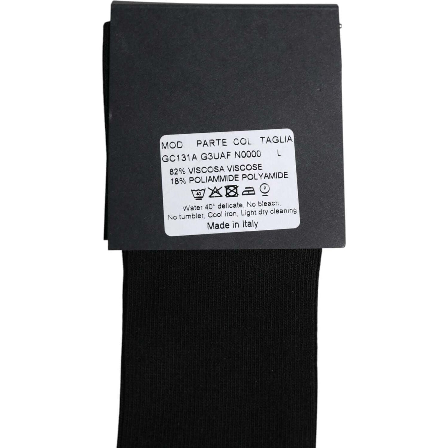 Dolce & Gabbana black viscose over the calf socks with logo details, mens, 82% viscose and 18% nylon, made in Italy.