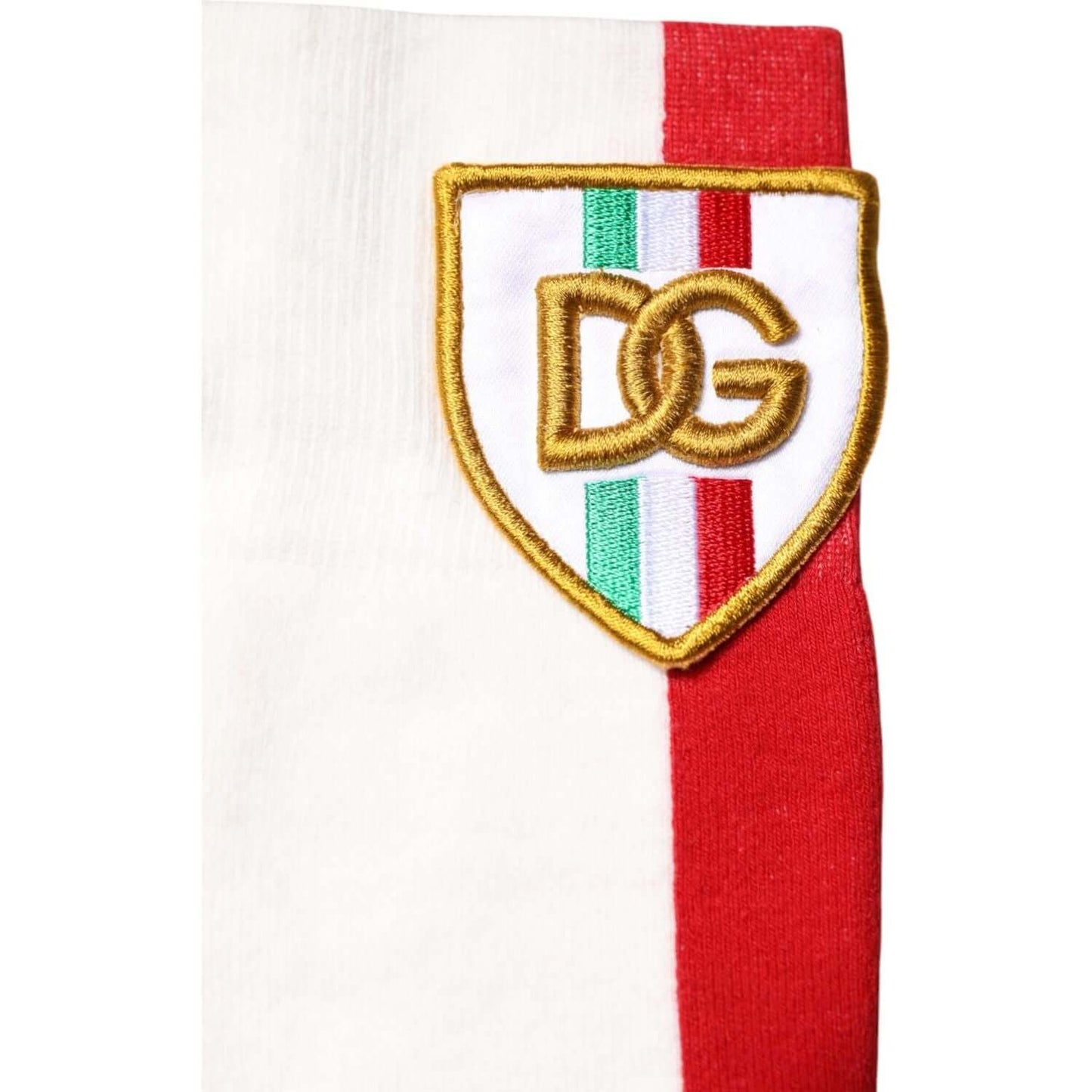 Dolce & Gabbana multicolor cotton socks with DG logo patch, mid-calf length, men's accessory, made in Italy.