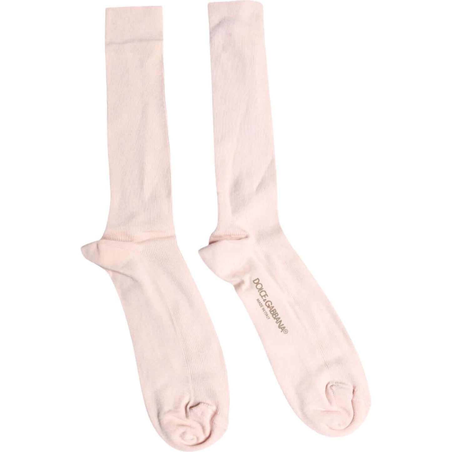 Dolce & Gabbana ivory over calf socks with logo, 100% cotton, elegant and stylish. Made in Italy.