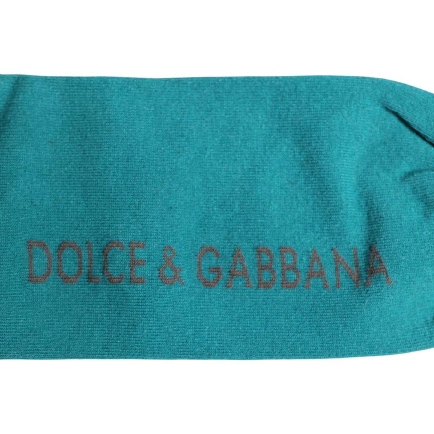 Dolce & Gabbana green gray stretch mid calf socks with logo, unisex cotton blend, made in Italy