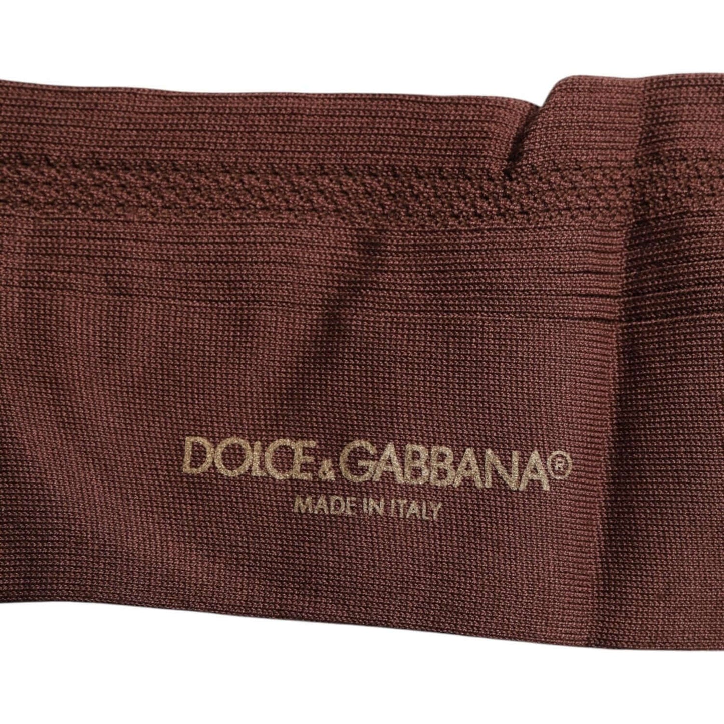 Dolce & Gabbana brown mid calf socks with logo, made in Italy, cotton blend, unisex fashion accessory.