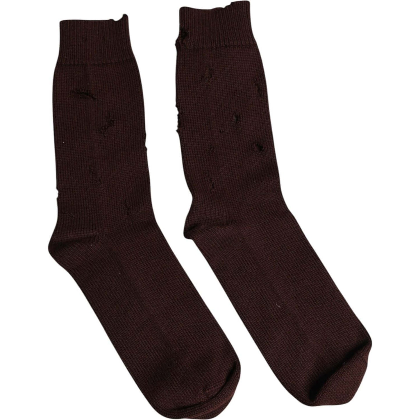 Dolce & Gabbana brown cotton stretch mid calf socks, unisex, made in Italy, showcasing luxury design.