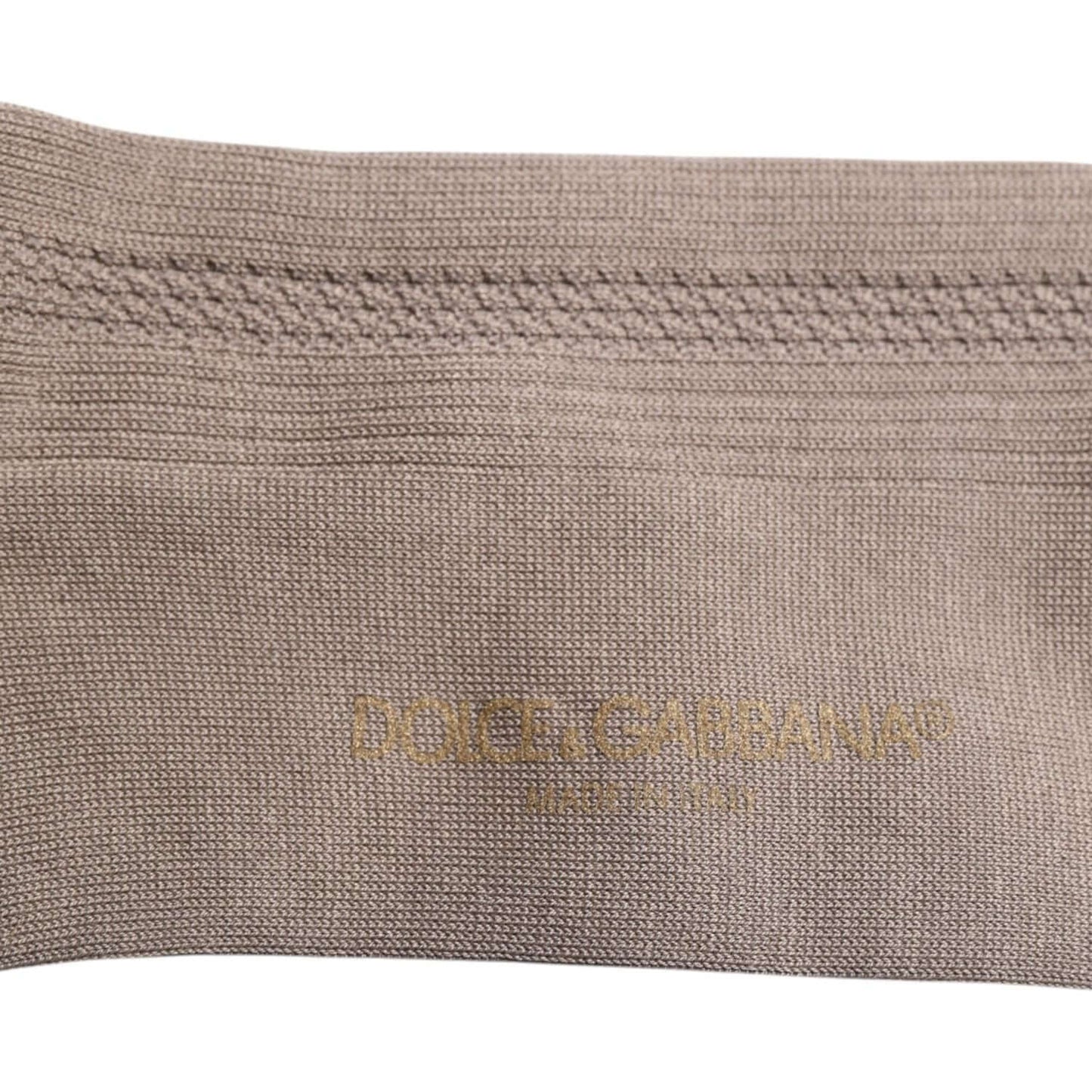 Dolce & Gabbana brown over calf cotton stretch socks, unisex with logo detail, made in Italy. High-quality material blend.