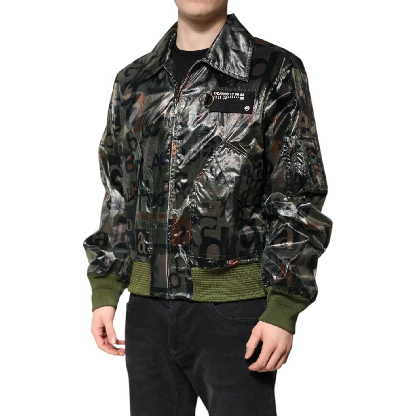 Dolce & Gabbana Green DG Logo Print Bomber Full Zip Jacket JKT4122-50