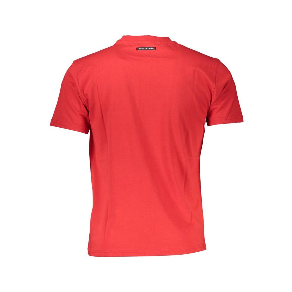 Cavalli Class red cotton men's t-shirt showcasing back view with logo.