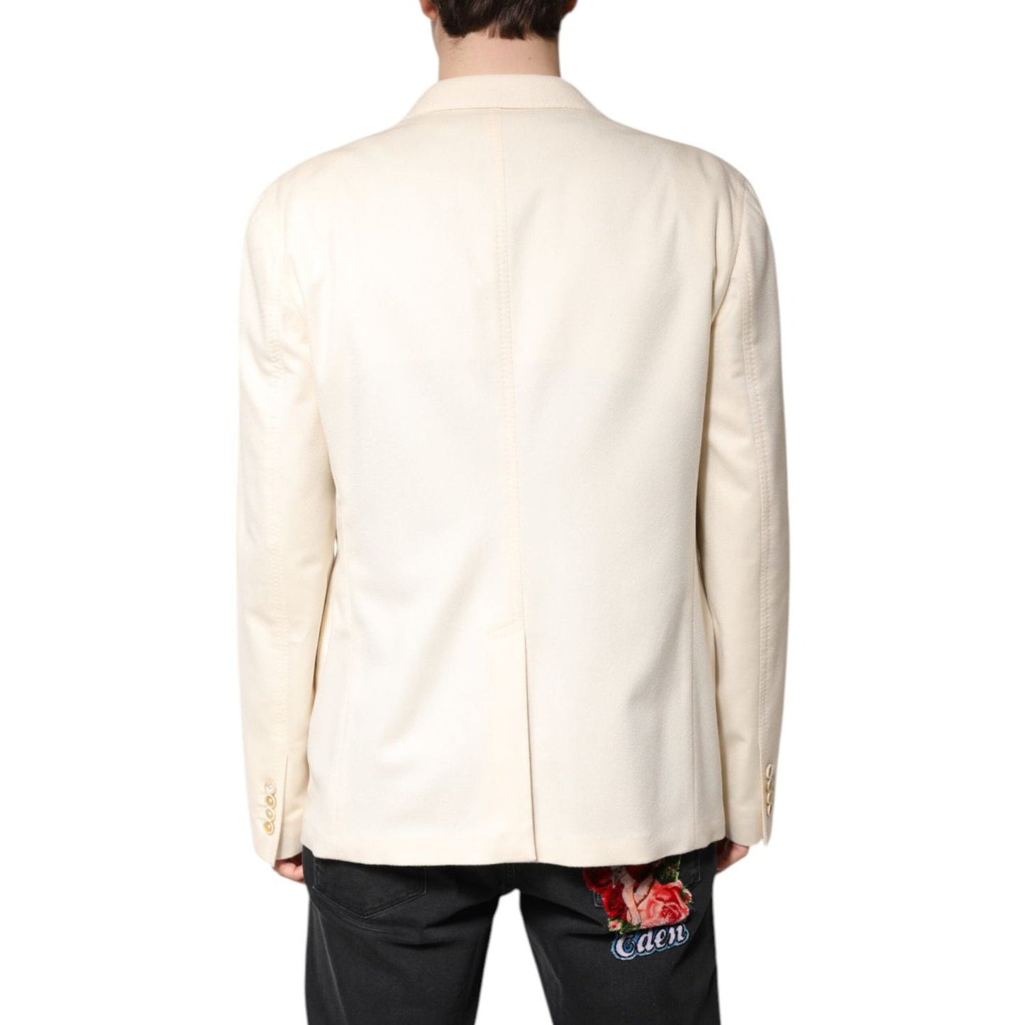 Dolce & Gabbana Beige Cashmere Double Breasted Coat Blazer JKT41399-56