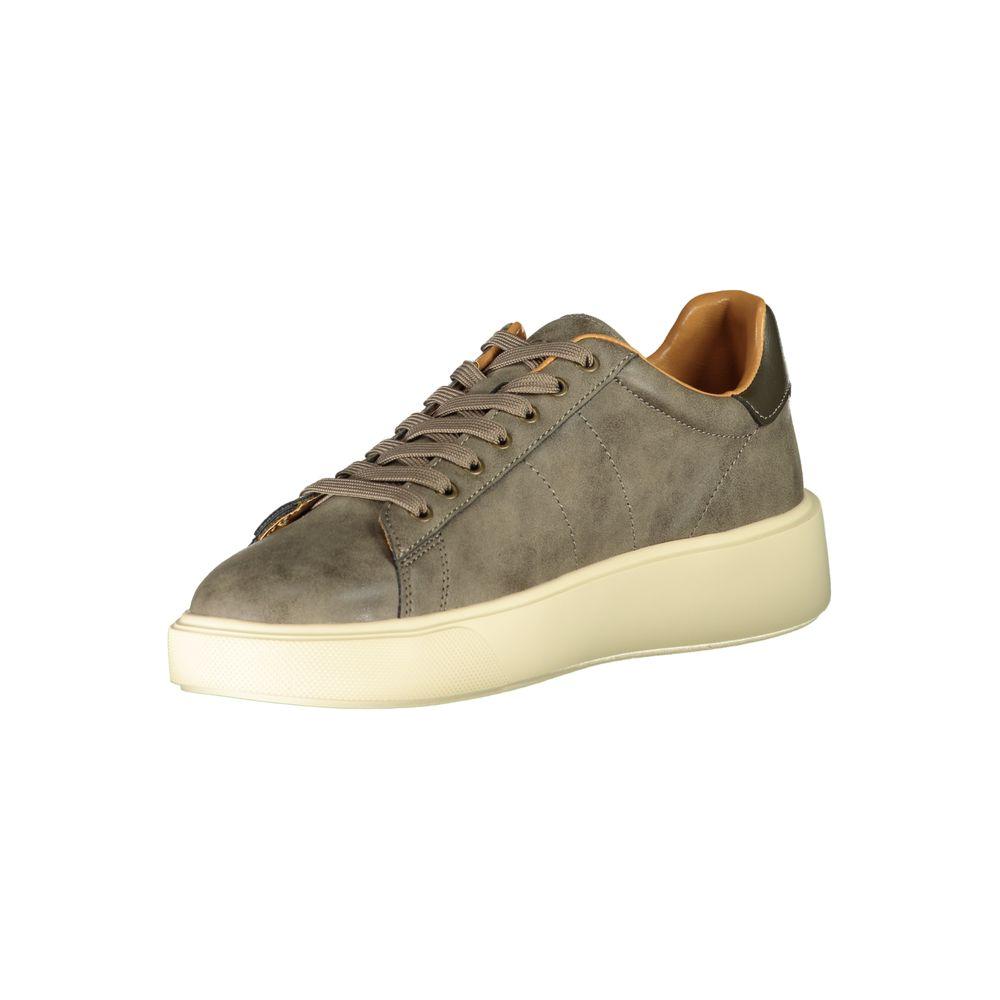 Blauer beige polyester sneaker with laces, contrasting details, and logo. Ideal sports shoe for style and comfort.