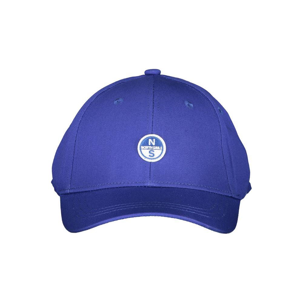 North Sails blue cotton hat with embroidered logo, adjustable visor, organic cotton material.