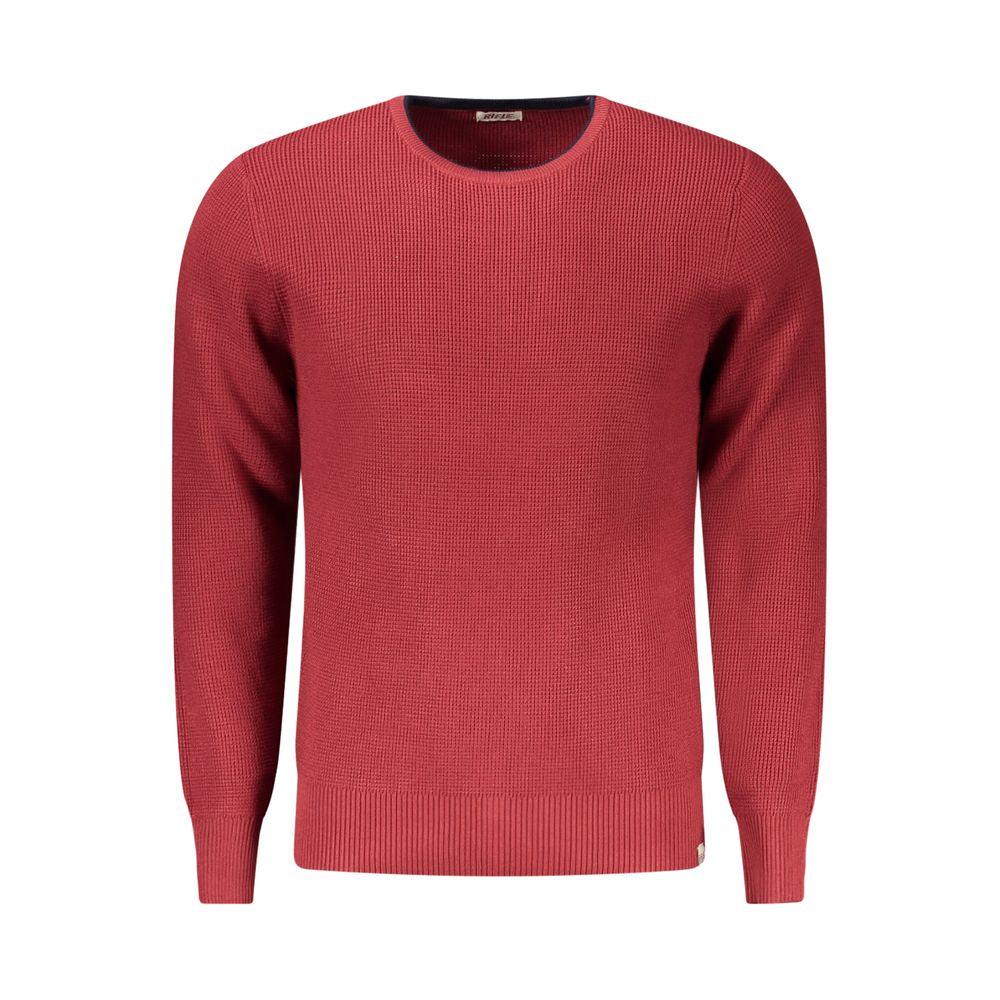 Rifle red viscose men's sweater with crew neck and contrasting details, perfect for bold fashion statements.
