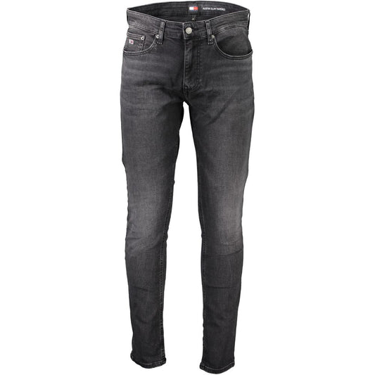 Tommy Hilfiger Black Cotton Slim Men Jeans
