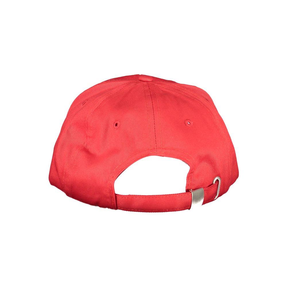 Back view of Norway 1963 red cotton cap featuring adjustable strap and embroidery details.