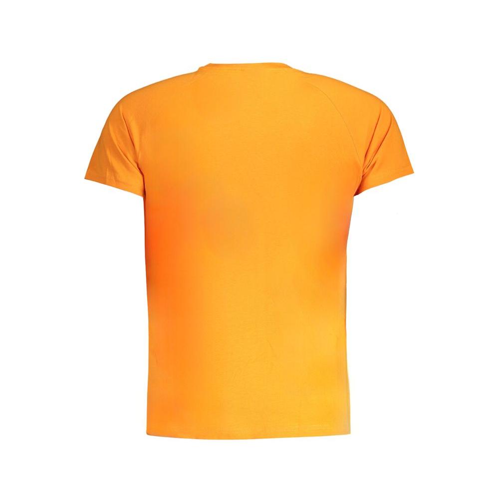 Back view of K-WAY orange cotton short sleeve t-shirt with crew neck and logo application. Ideal for casual wear.
