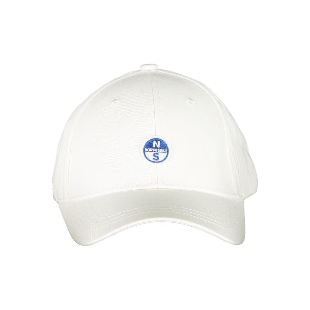 North Sails white cotton hat with embroidered logo, adjustable visor, made from organic cotton.