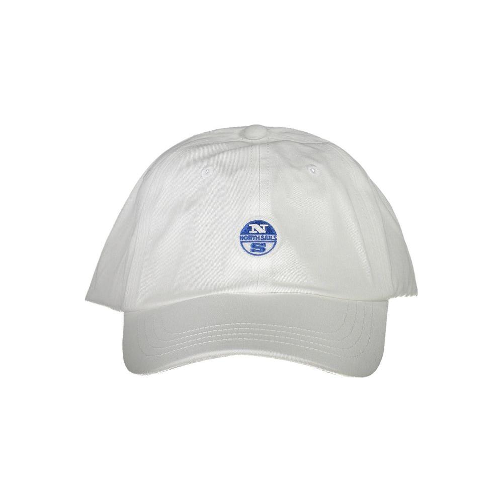North Sails white cotton men's cap with blue logo, featuring a sleek visor for stylish sun protection. Ideal for nautical or urban use.