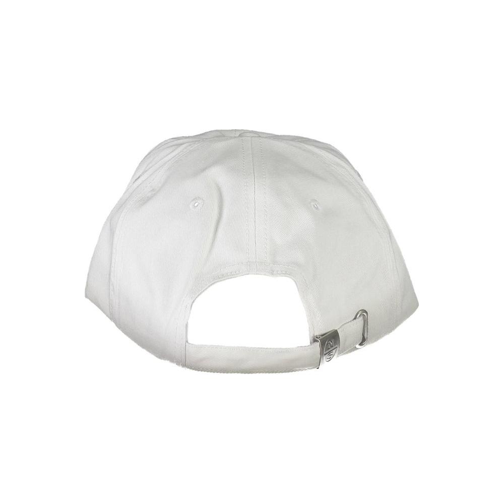 Back view of North Sails white cotton men's cap with adjustable strap and sleek design.
