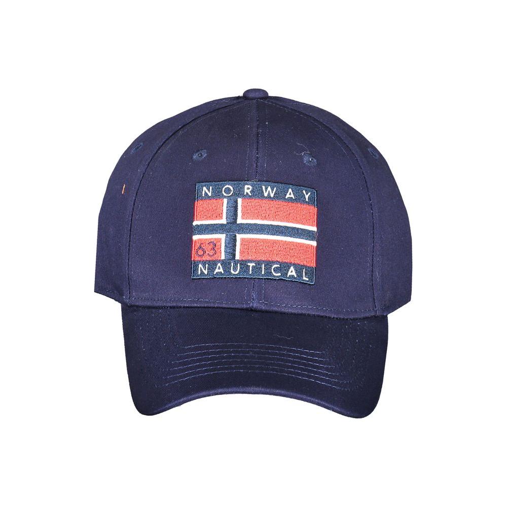 Norway 1963 blue cotton hat with visor, adjustable strap, and logo application.
