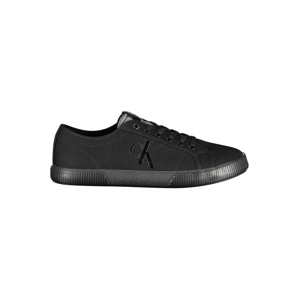 Calvin Klein black cotton men sneaker with eco-conscious design, contrasting details, and iconic logo for modern sporty style.