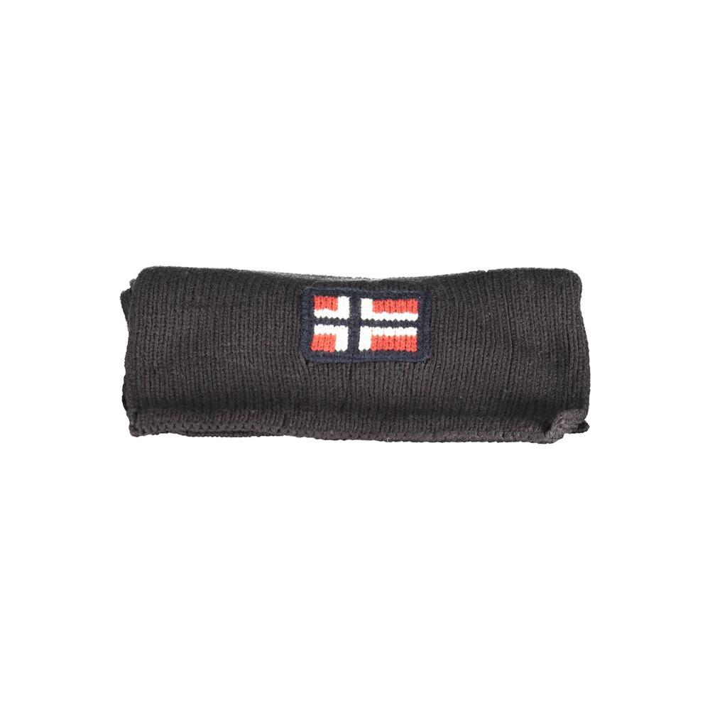 Norway 1963 Black Acrylic Scarf 180x28 cm with Embroidered Logo